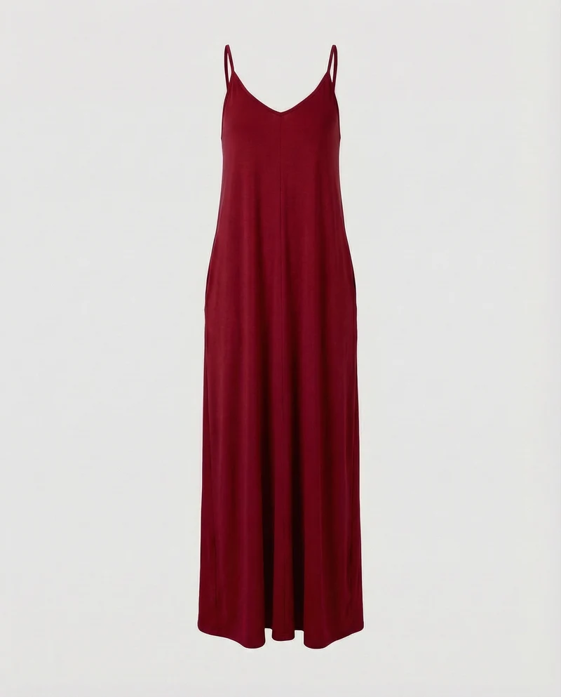 Damen entspanntes A-Linien-Maxi-Jerseykleid