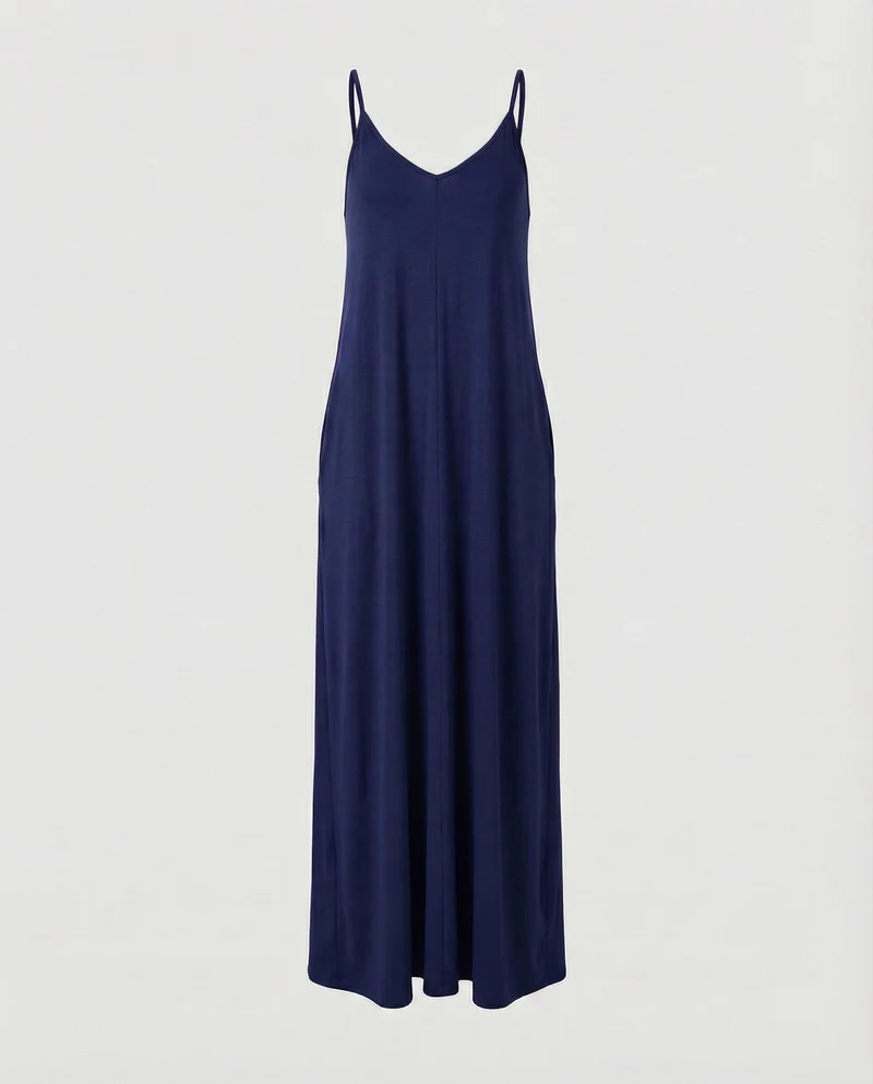 Damen entspanntes A-Linien-Maxi-Jerseykleid