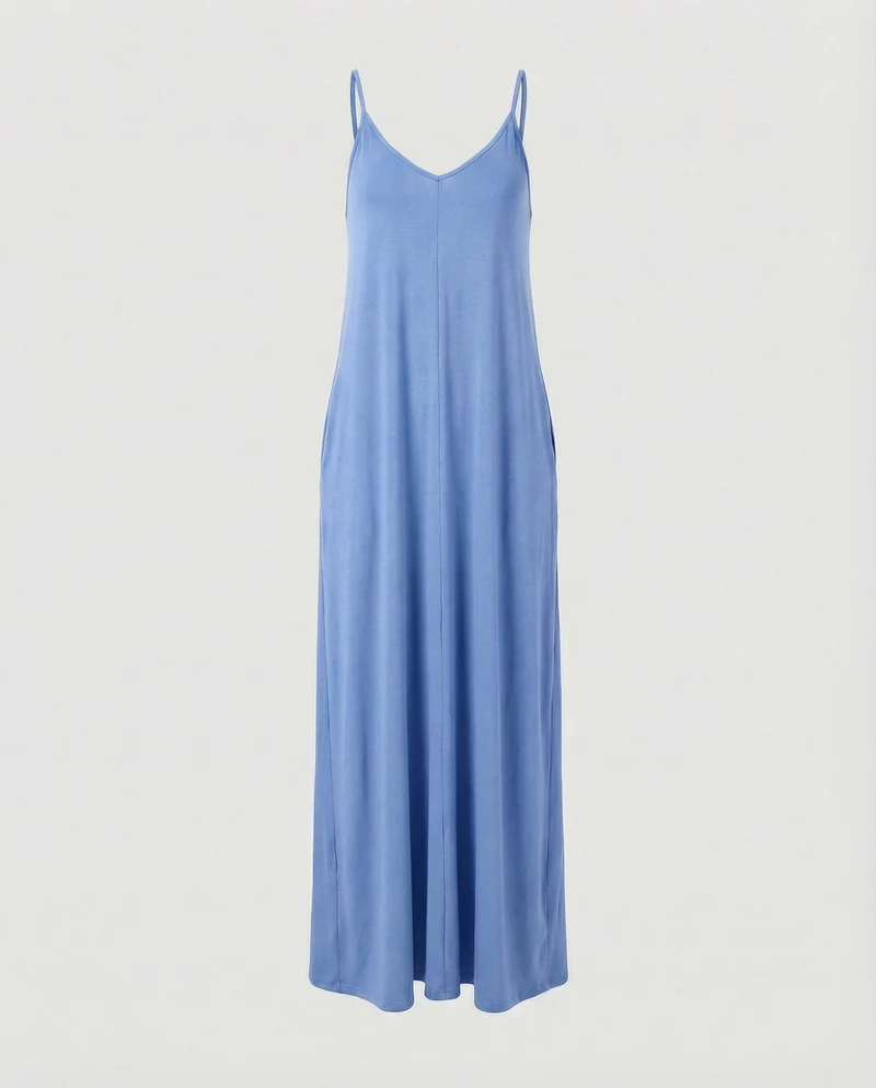 Damen entspanntes A-Linien-Maxi-Jerseykleid