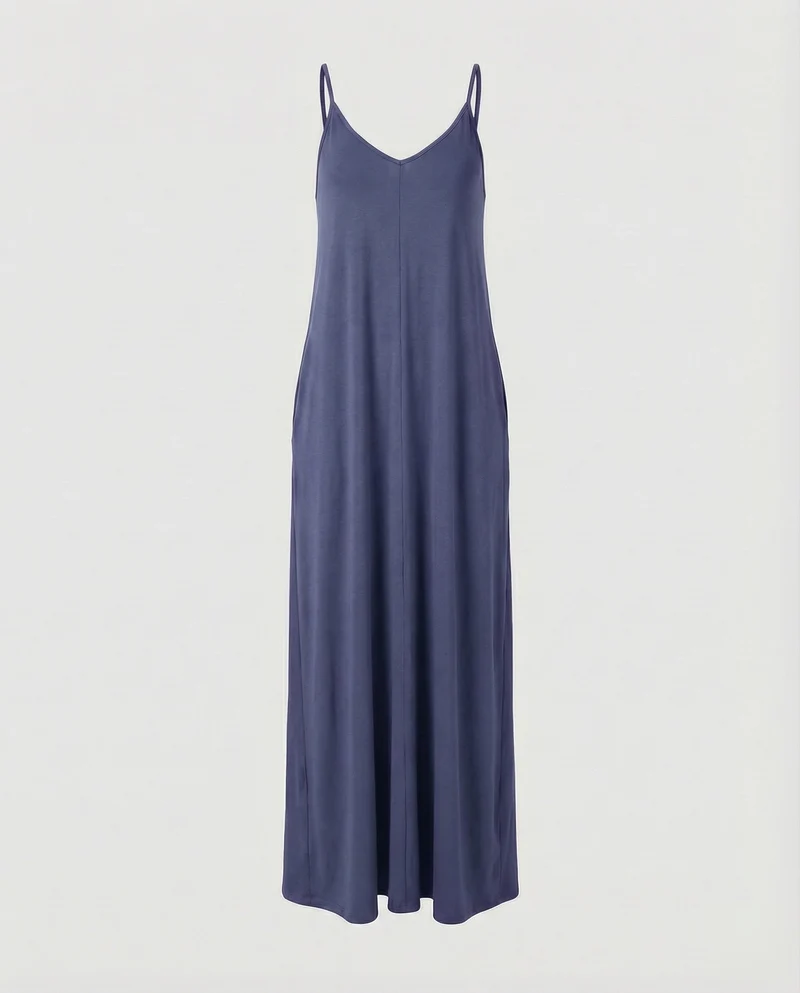 Damen entspanntes A-Linien-Maxi-Jerseykleid