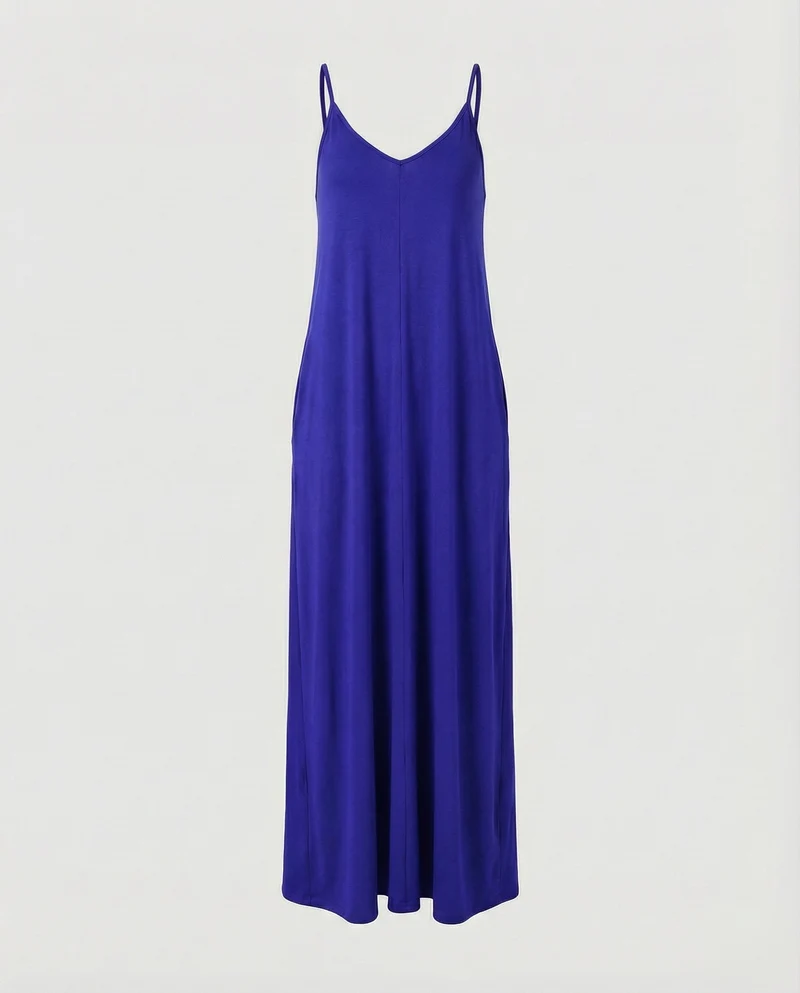 Damen entspanntes A-Linien-Maxi-Jerseykleid