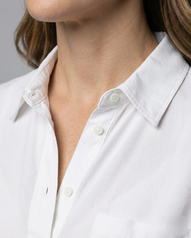 Damen Lockeres Kurzarm Leinenmix Hemd