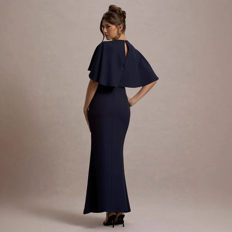 Damen Elegantes Abendkleid mit voluminösen Ärmeln und raffiniertem Wickeldetail