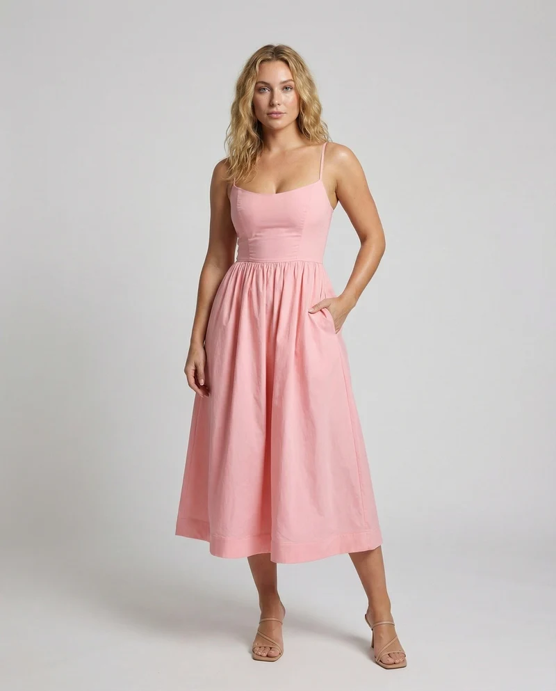 Damen Feminine Korsagen-Stil Midikleid