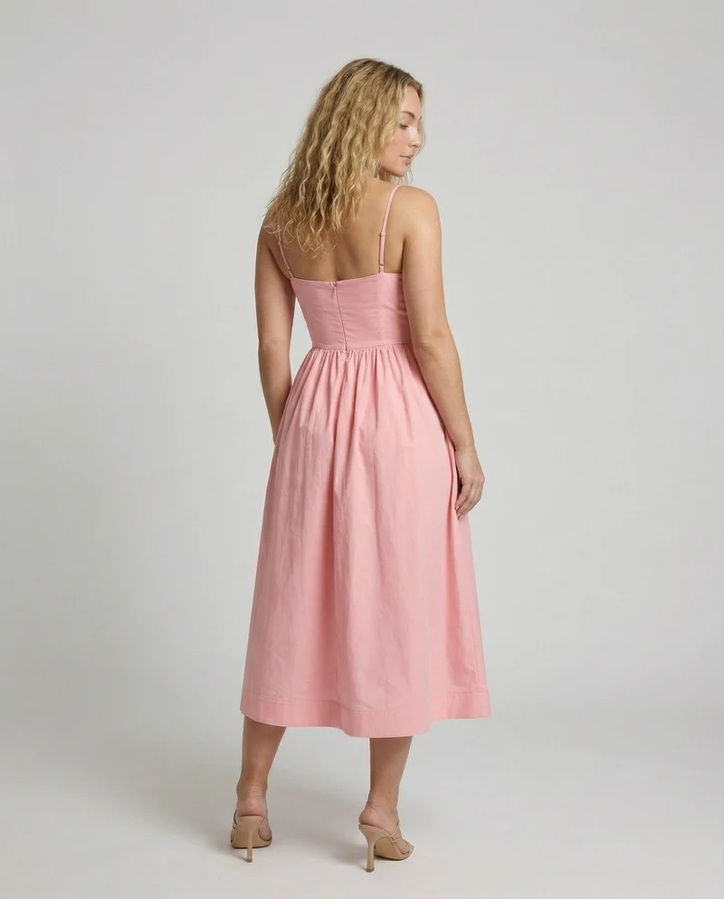 Damen Feminine Korsagen-Stil Midikleid