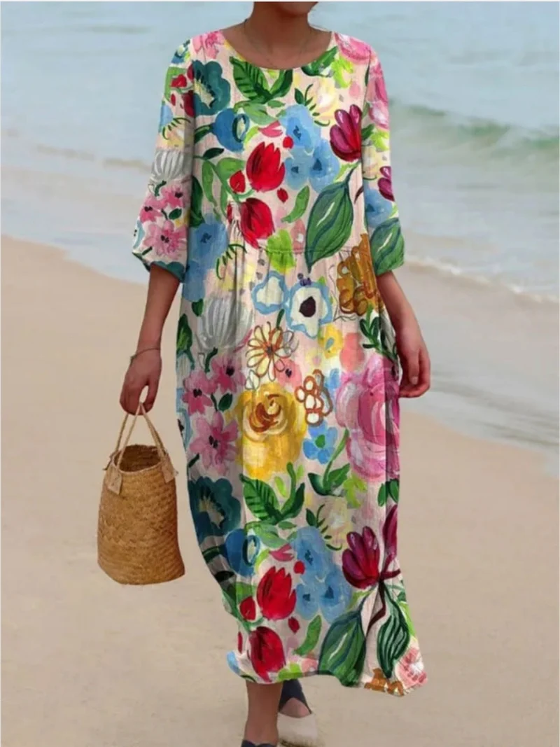 Damen Maxikleid mit floralem Design und lässigem Schnitt