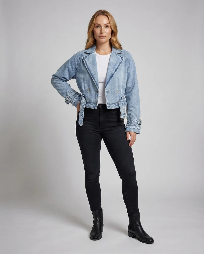 Damen Jeansjacke Damen tailliert kurz