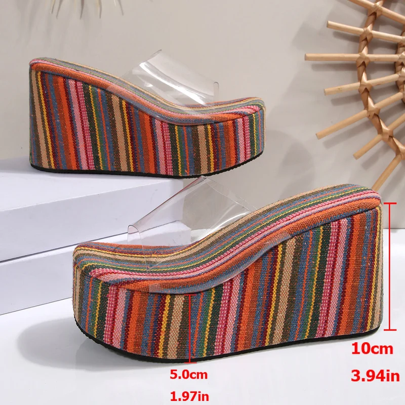 Damen Wedge-Pantoletten mit transparentem Obermaterial und komfortabler Sohle