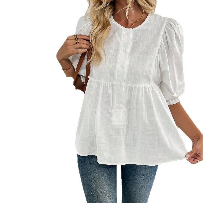 Damen Bluse mit elegantem Volant und Knopfdetail Nord Taschen