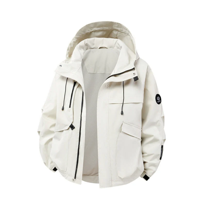 Herren technische Outdoor-Jacke mit Material und zahlreichen Reißverschlusstaschen