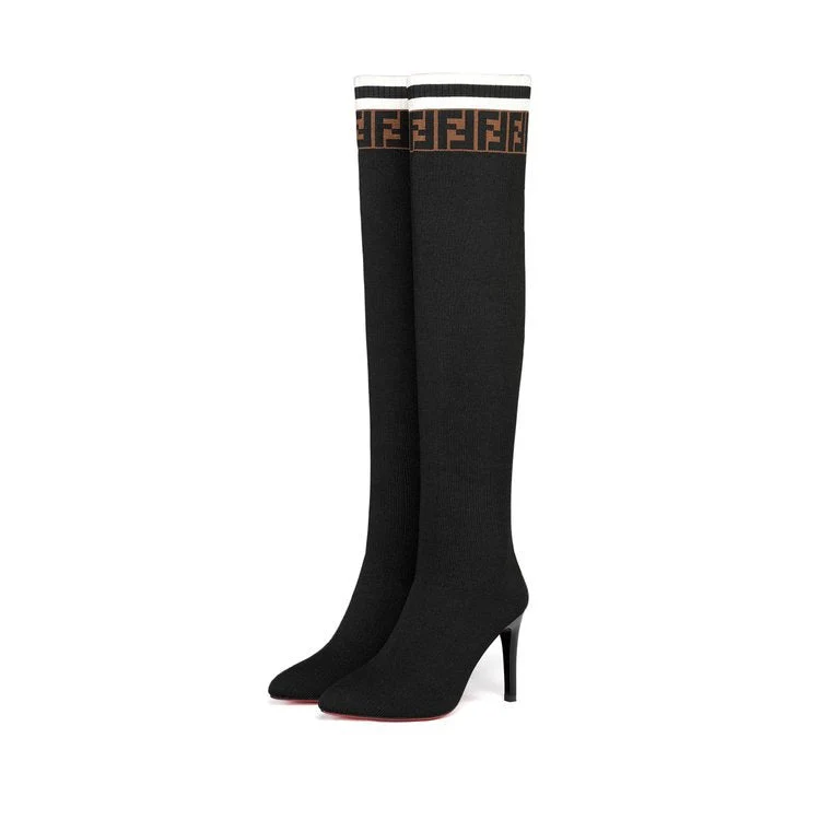 Damen wadenhohe Strümpfe mit elegantem Stiletto-Design und modischem Rippmuster