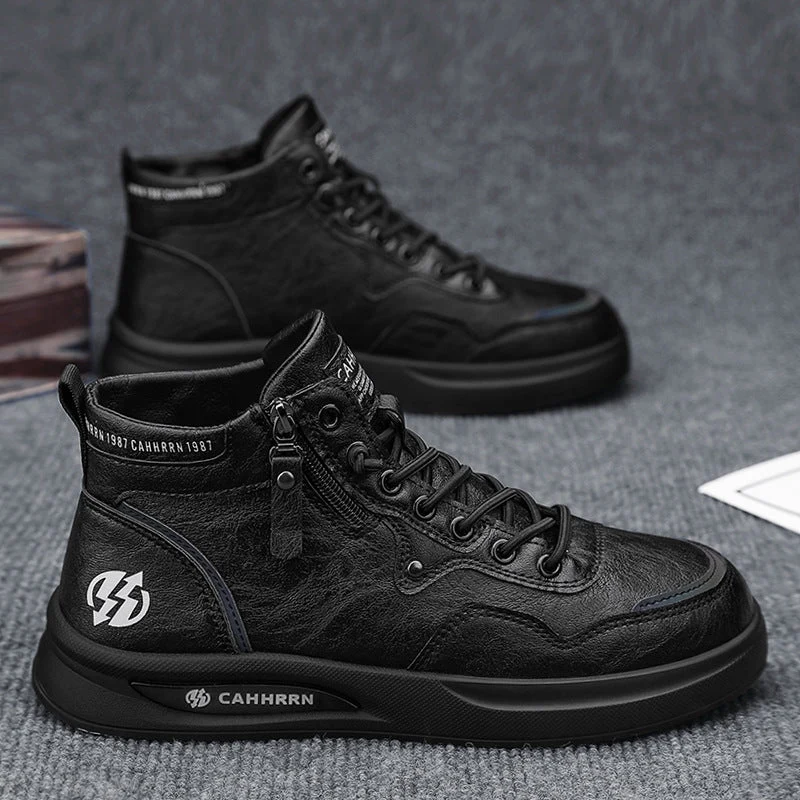 Herren Hohe Sneakers mit strapazierfähigem Obermaterial und seitlichem Reißverschluss