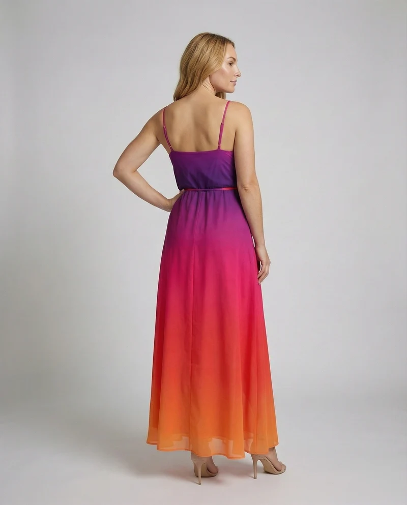 Damen fließendes Maxikleid mit V-Bustier