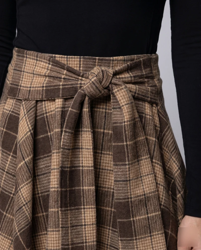 Damen Karo Minikleid mit asymmetrischem Saum