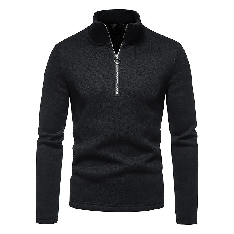 Herren Fleecepullover mit Stehkragen und innovativem Reißverschluss