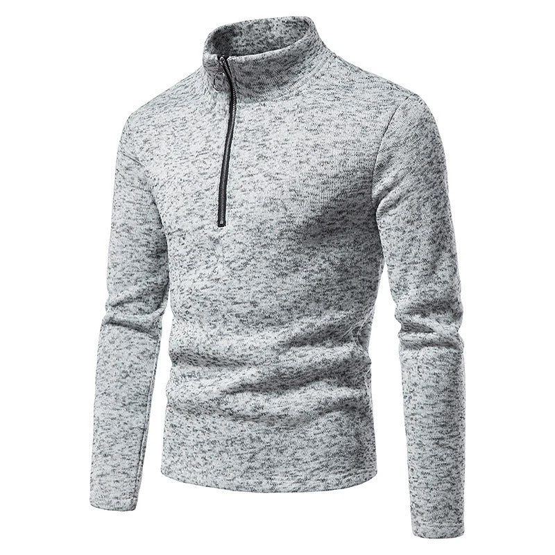 Herren Fleecepullover mit Stehkragen und innovativem Reißverschluss