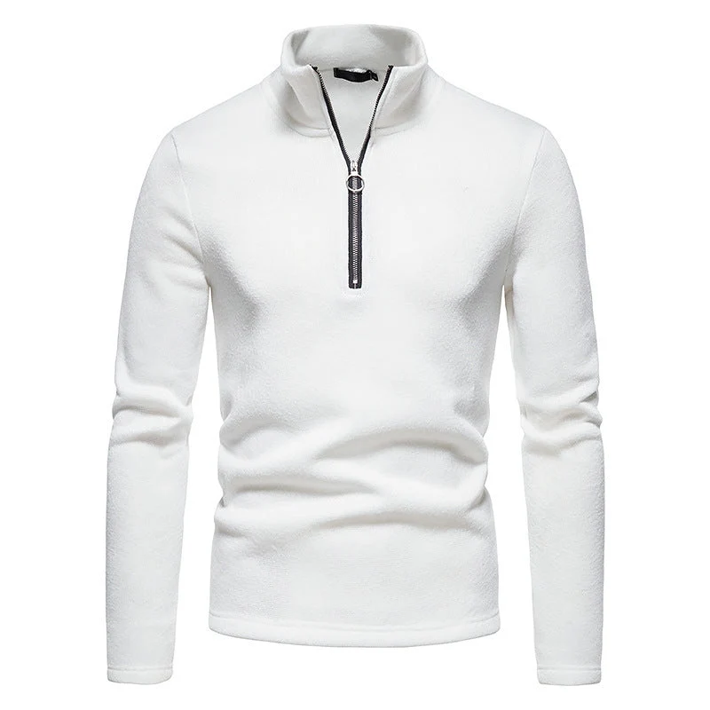 Herren Fleecepullover mit Stehkragen und innovativem Reißverschluss