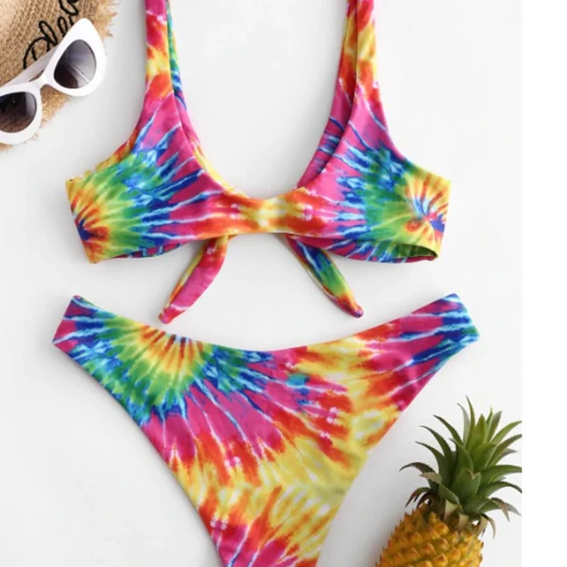 Damen Triangel-Bikini mit verspieltem Knoten-Design und hochwertigem Stoff