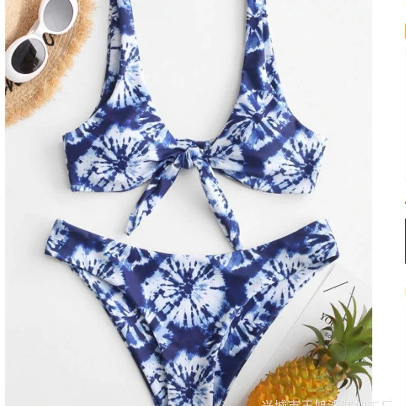 Damen Triangel-Bikini mit verspieltem Knoten-Design und hochwertigem Stoff