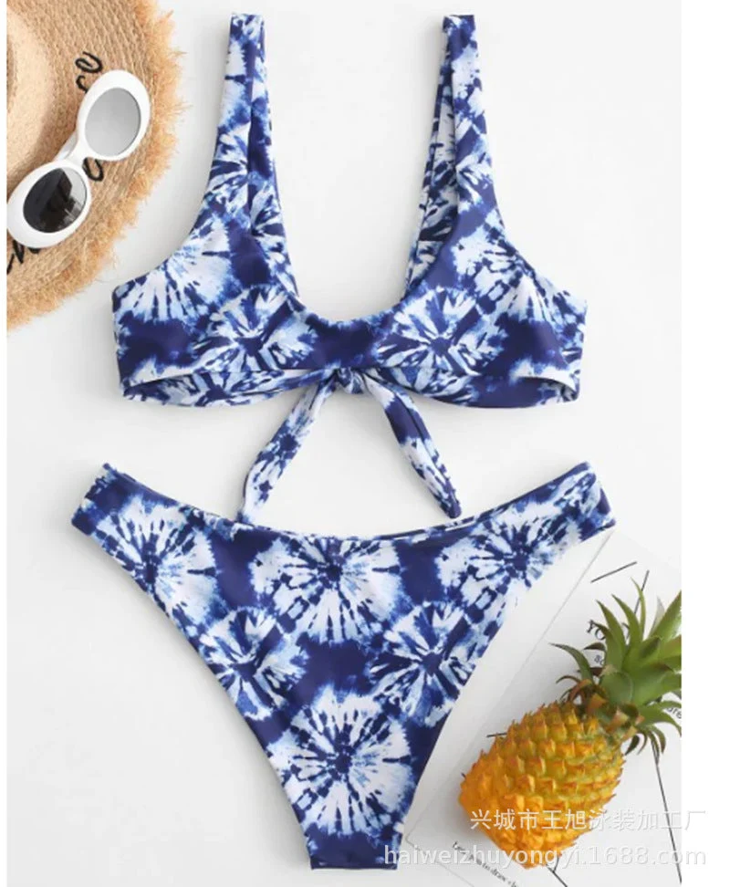Damen Triangel-Bikini mit verspieltem Knoten-Design und hochwertigem Stoff
