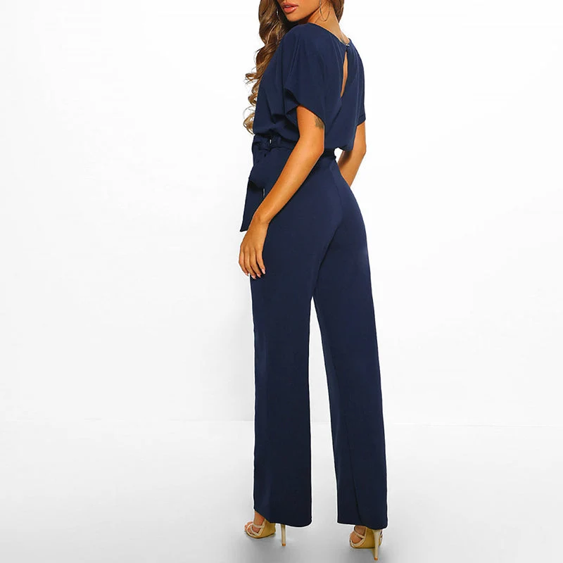 Damen Jumpsuit | Gerader Schnitt, Hohe Taille, Lang, Strickmaterial