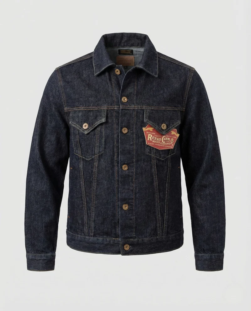 Herren Trucker Jeansjacke aus Raw Denim mit Brusttaschen