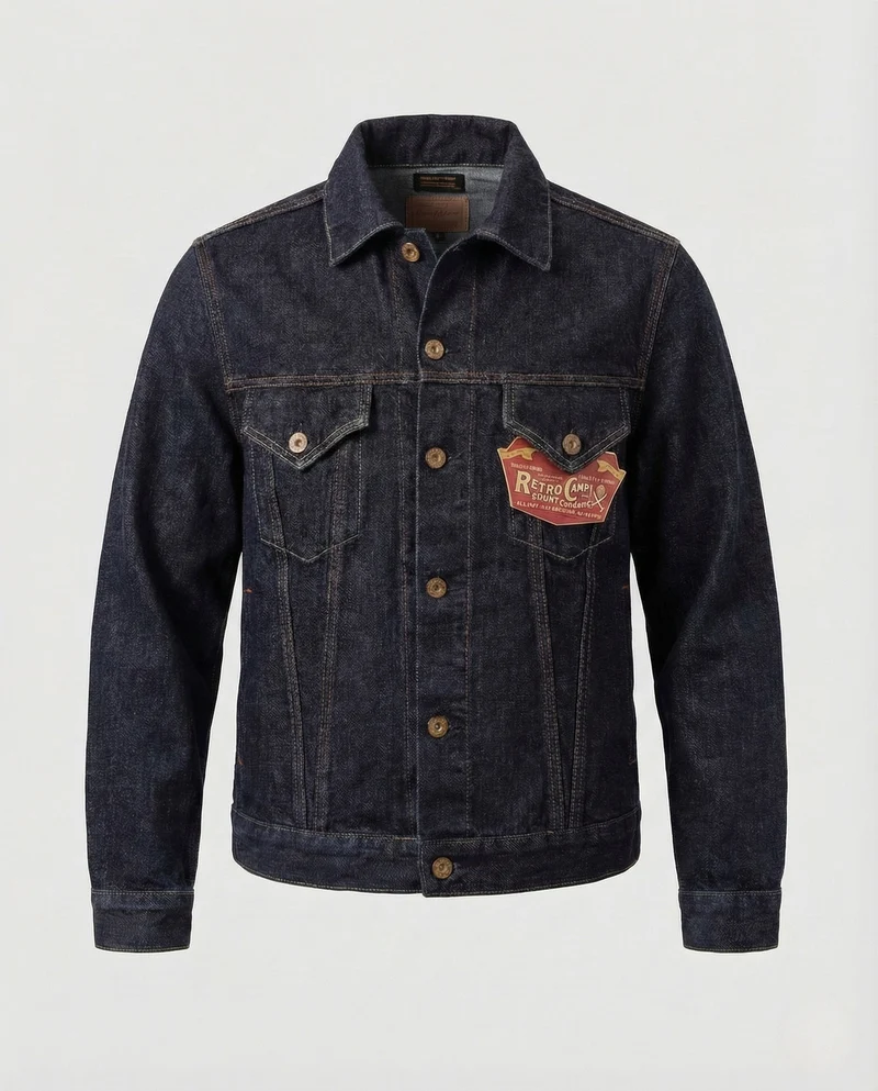 Herren Trucker Jeansjacke aus Raw Denim mit Brusttaschen