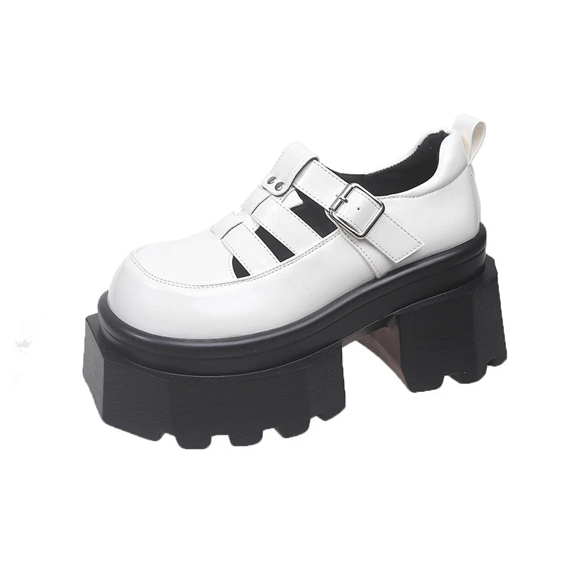Damen Plateau-Schuhe mit modischem Riemen-Design und hohem Blockabsatz Nord Taschen