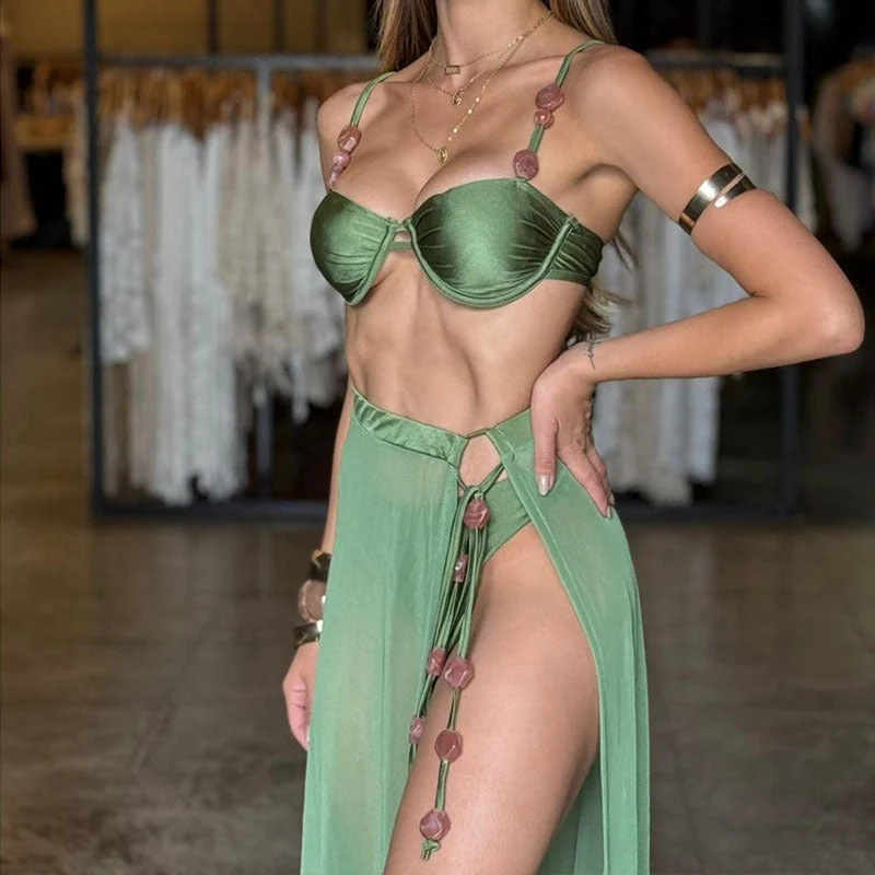 Damen Bikini-Set mit aufregendem Bustier-Design und transparentem Maxikleid Nord Taschen