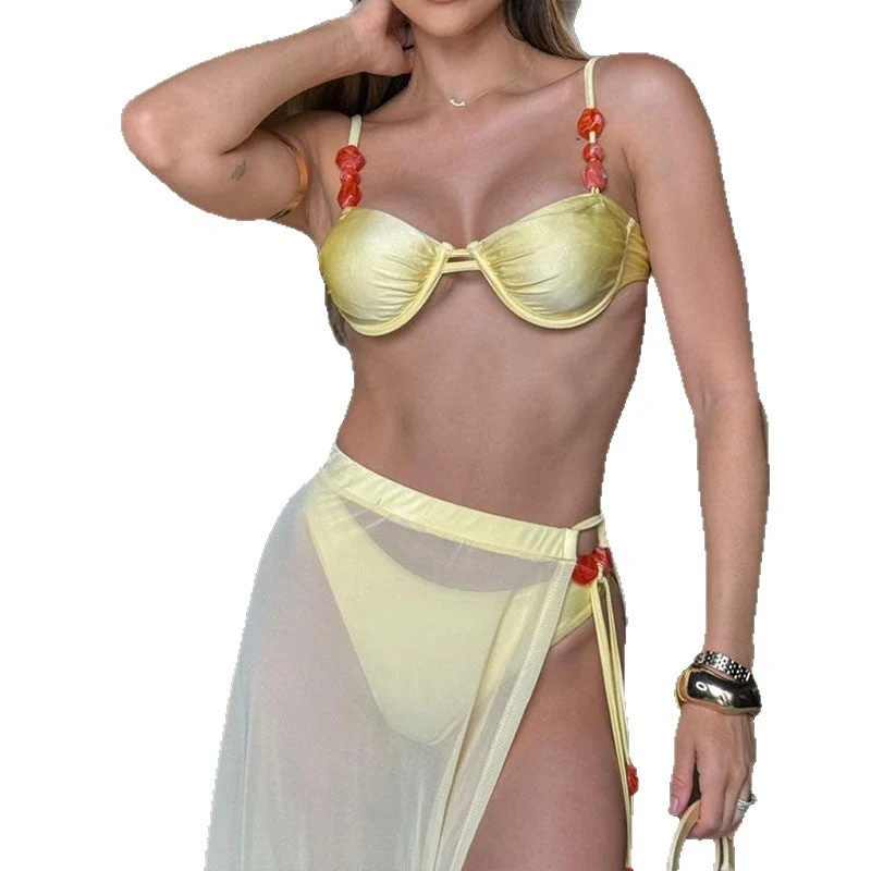 Damen Bikini-Set mit aufregendem Bustier-Design und transparentem Maxikleid Nord Taschen