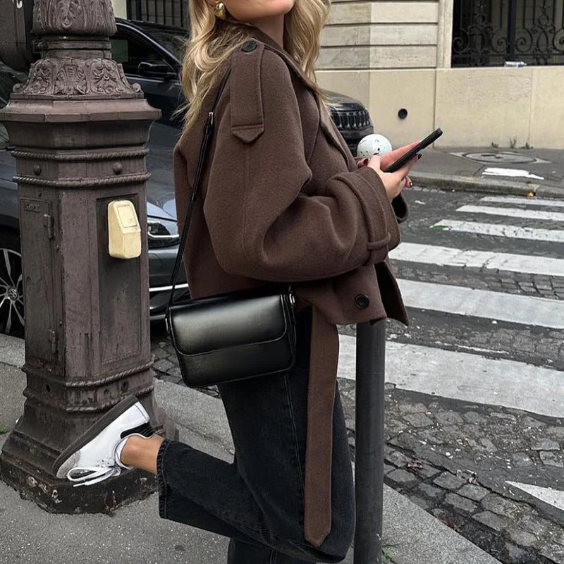 Damen stylische, taillierte Kurzmantel