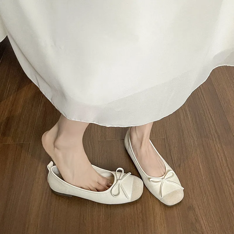 Damen Ballerinas mit elegantem Schleifenakzent aus hochwertigem Leder