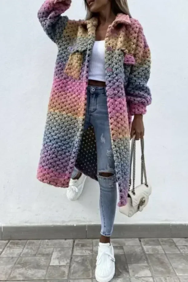 Nord Taschen | lange gestrickte Jacke - übergroße warme Außenlage für lässigen täglichen Stil