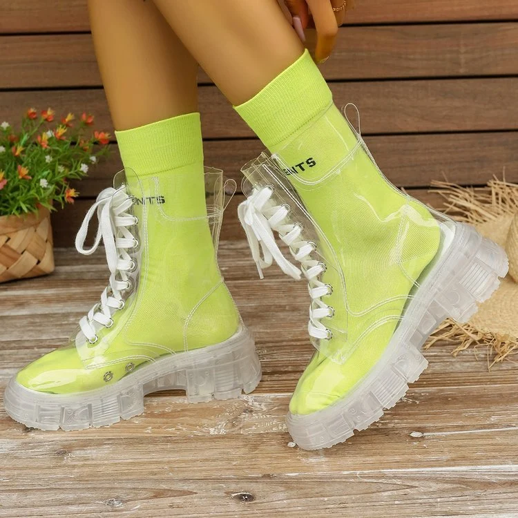 Damen Transparente Chunky Stiefel mit modischem Obermaterial und robustem Sohlenprofil Nord Taschen