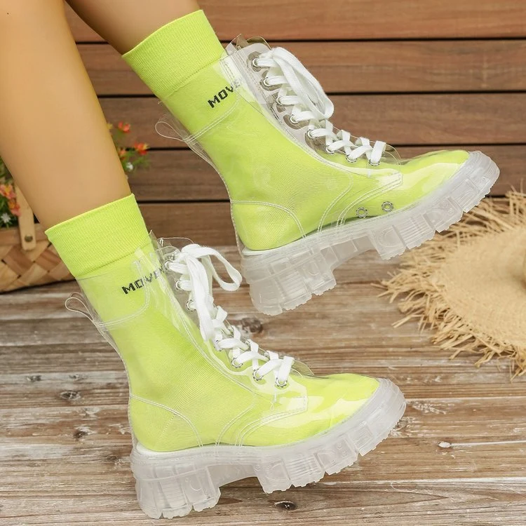 Damen Transparente Chunky Stiefel mit modischem Obermaterial und robustem Sohlenprofil Nord Taschen