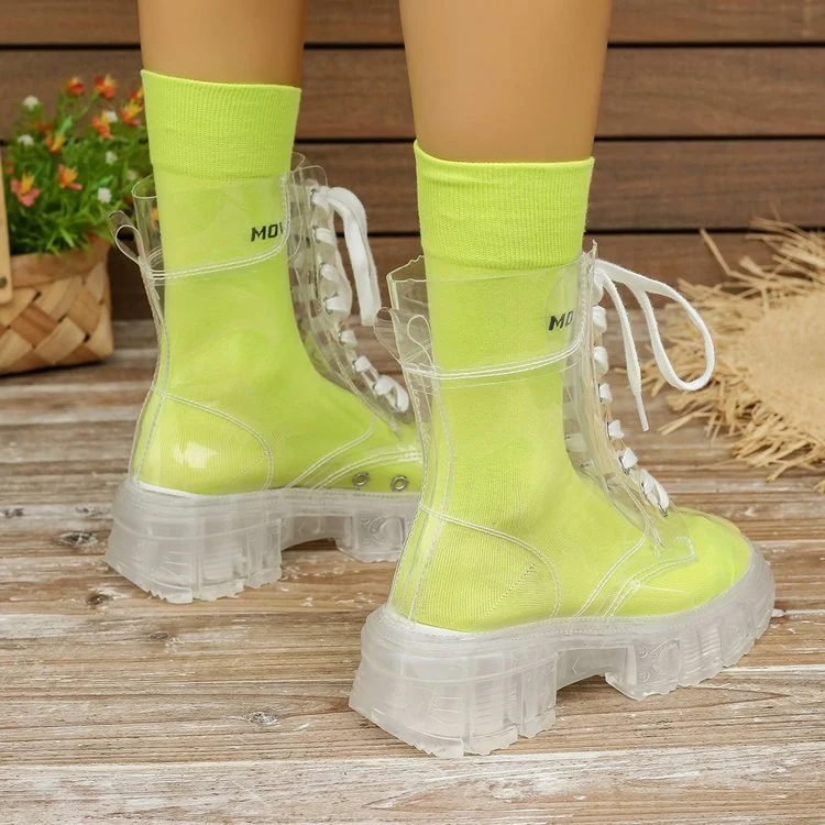 Damen Transparente Chunky Stiefel mit modischem Obermaterial und robustem Sohlenprofil Nord Taschen