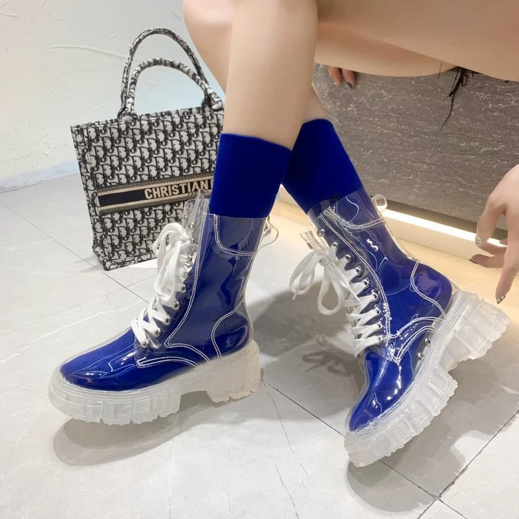 Damen Transparente Chunky Stiefel mit modischem Obermaterial und robustem Sohlenprofil Nord Taschen