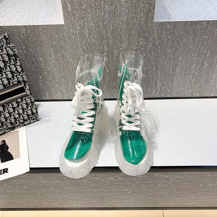 Damen Transparente Chunky Stiefel mit modischem Obermaterial und robustem Sohlenprofil Nord Taschen