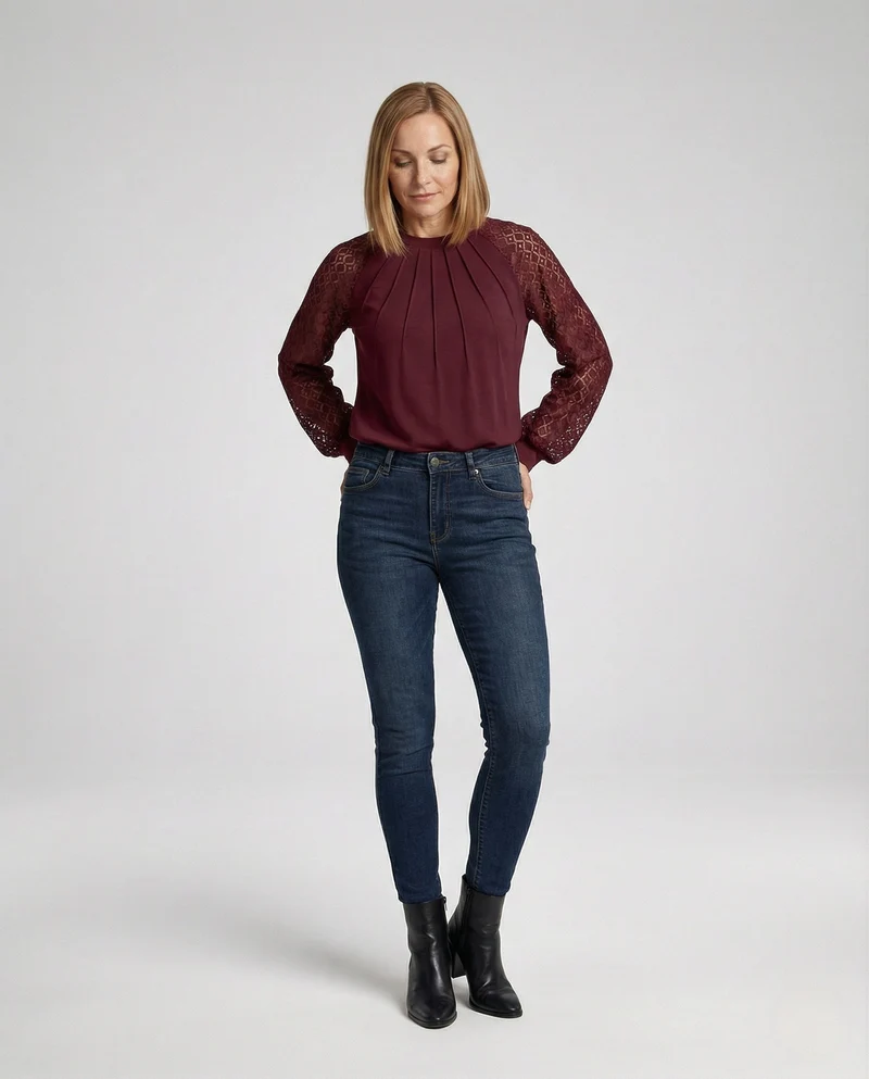 Damen Bluse Spitze elegant