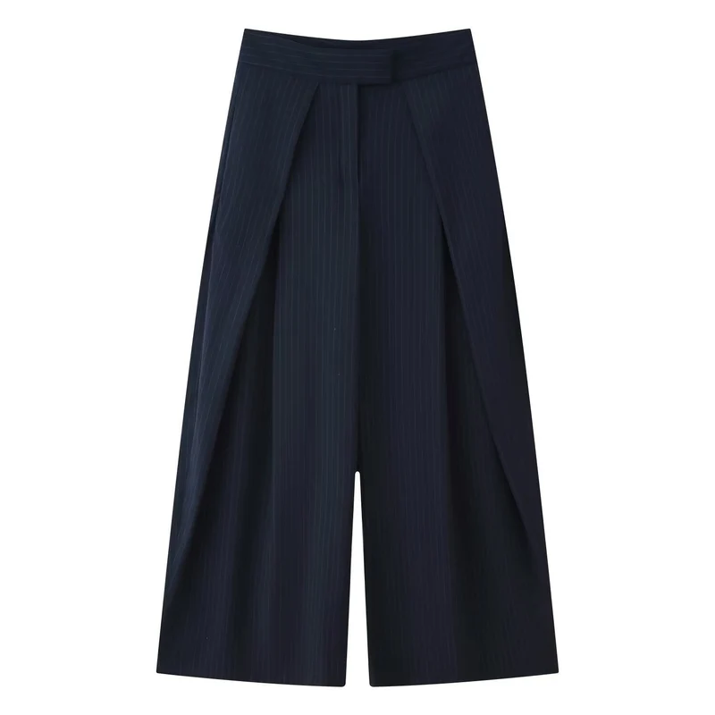 Damen weit geschnittene Culotte-Hose mit eleganten Falten und hohem Bund