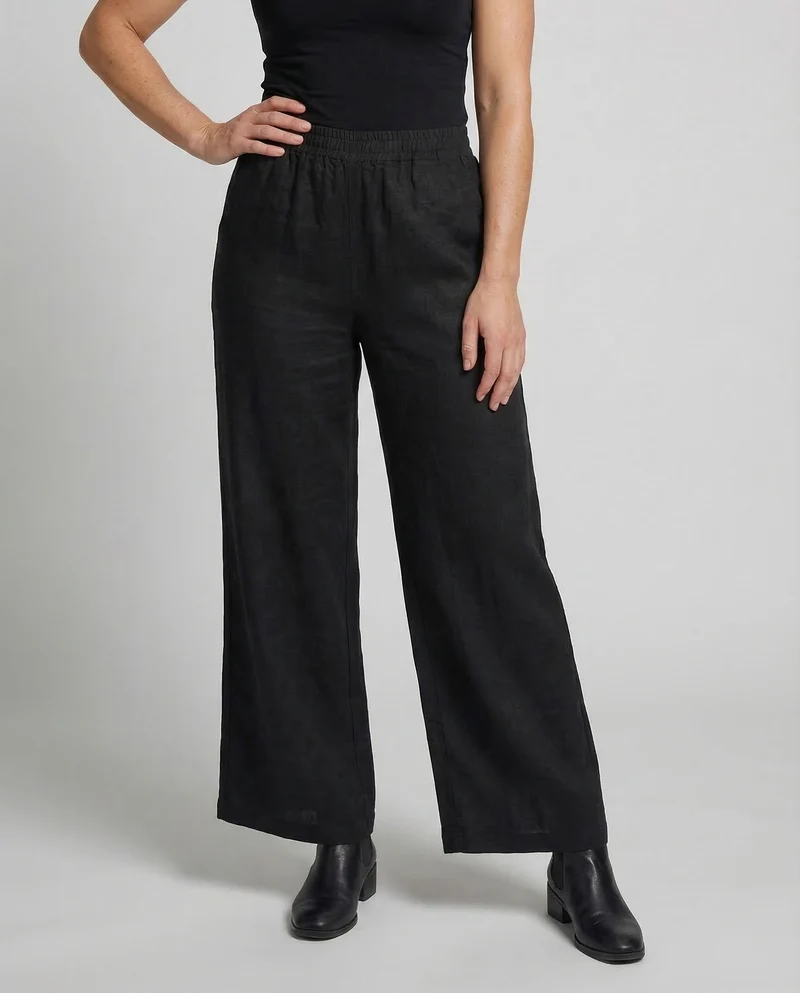 Damen Palazzo Hose Leinenmix