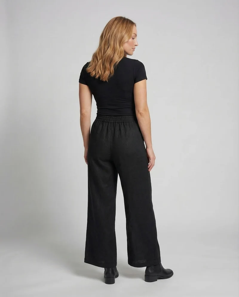 Damen Palazzo Hose Leinenmix