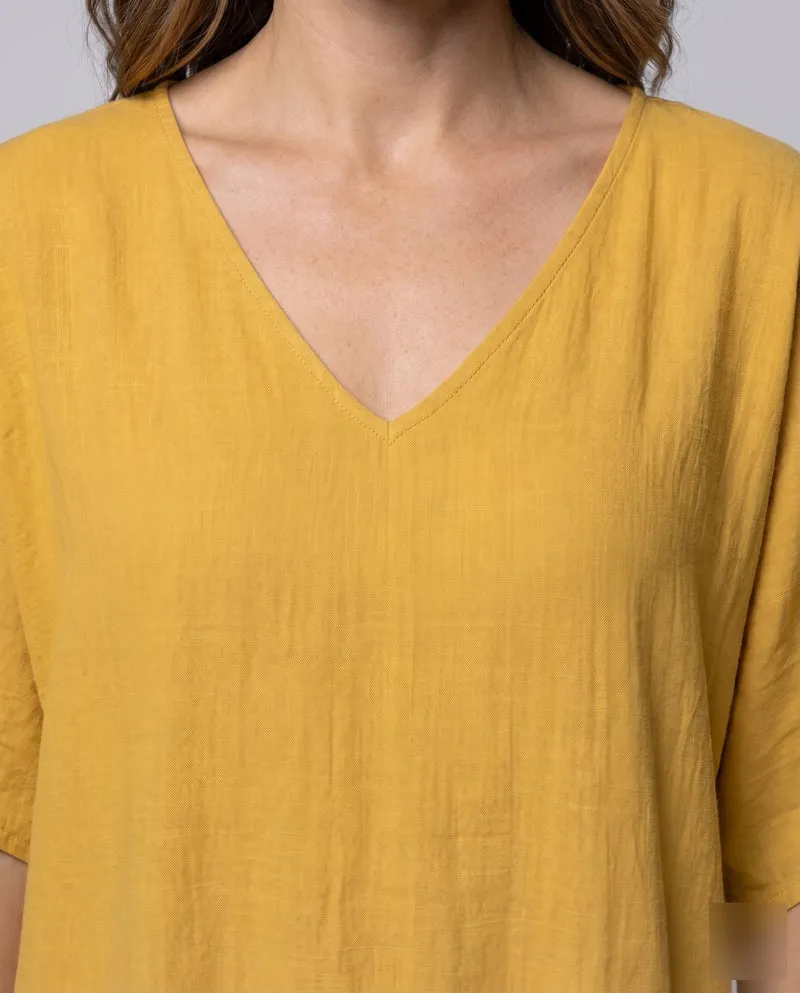 Damen Elegantes und luftiges Maxikleid mit V-Ausschnitt und seitlichen Schlitzen Nord Taschen