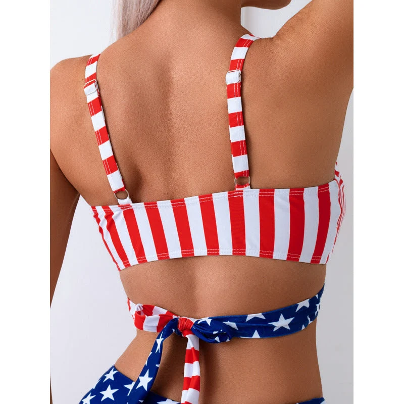 Damen Triangel-Bikini mit modischem Sternen- und Streifenmuster Nord Taschen