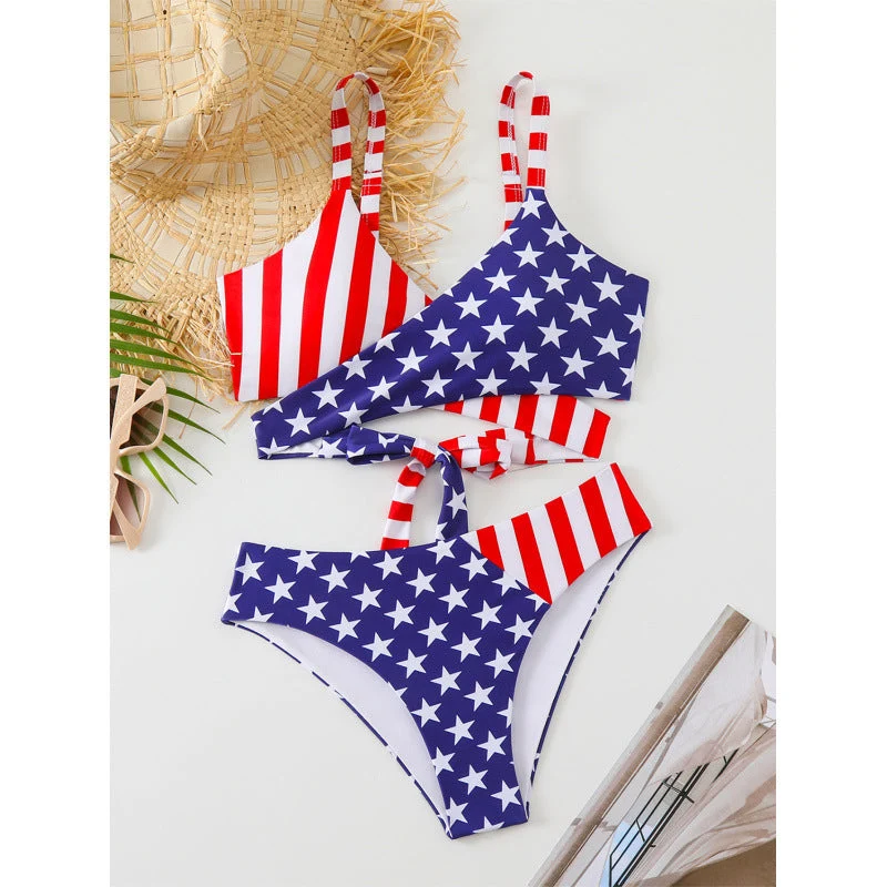 Damen Triangel-Bikini mit modischem Sternen- und Streifenmuster Nord Taschen