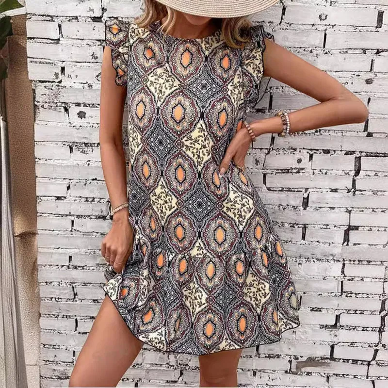 Damen kurzes Sommerkleid mit Rüschendetails Nord Taschen