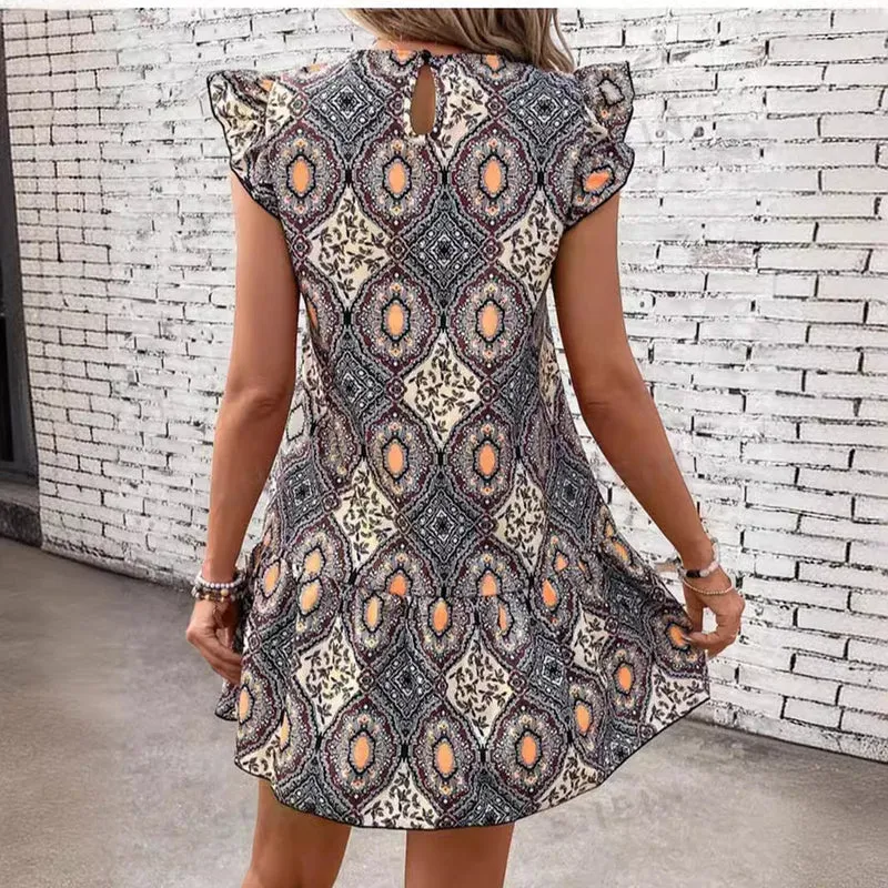 Damen kurzes Sommerkleid mit Rüschendetails Nord Taschen