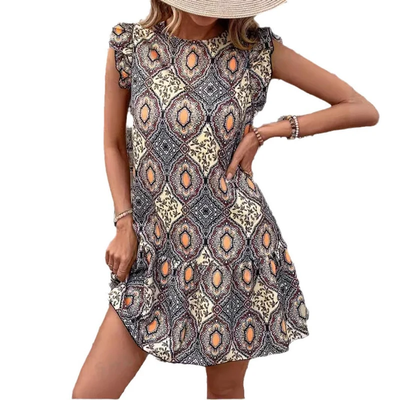 Damen kurzes Sommerkleid mit Rüschendetails Nord Taschen