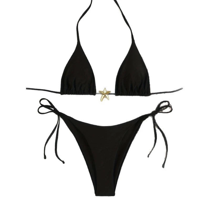 Damen Eleganter Triangel-Bikini mit goldener Applikation Nord Taschen
