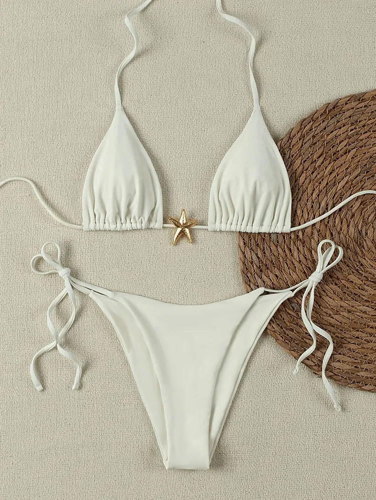 Damen Eleganter Triangel-Bikini mit goldener Applikation Nord Taschen